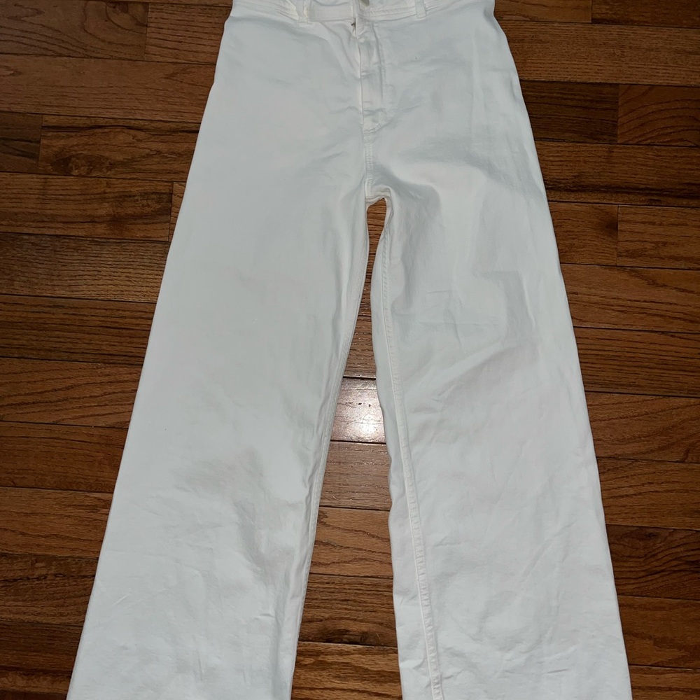 Women’s Zara Marine Jeans White Wide Leg 6